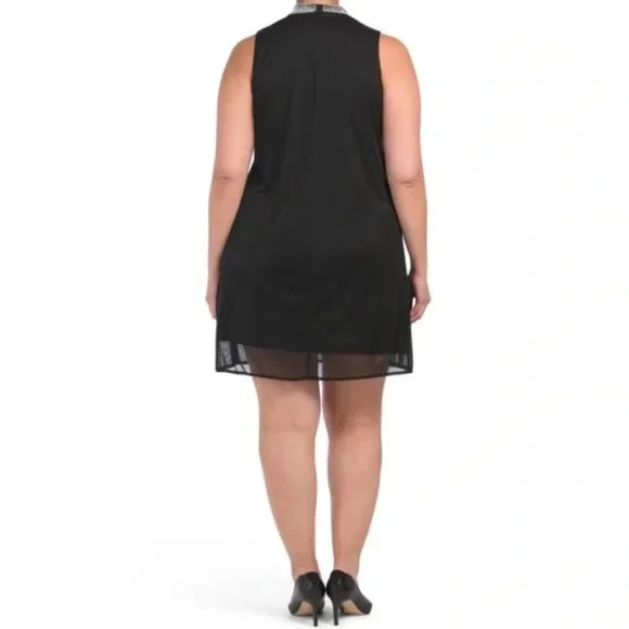 Tiana B Plus Size Jewel Neck Black Sleeveless Dress Size 1x - Picture 2 of 6